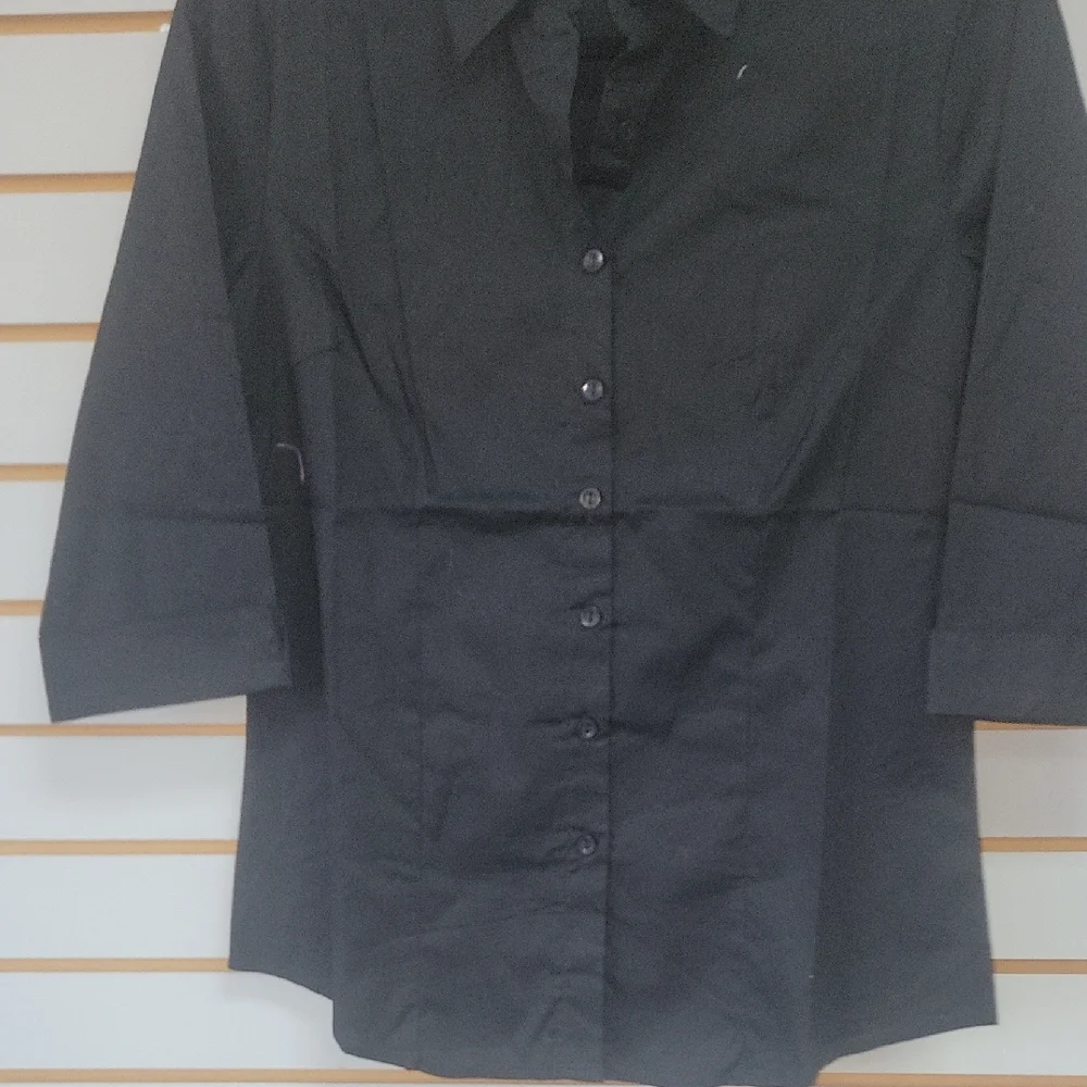 Elegant Black Button Down Shirt for Women. Avaliable In Size Small - 6Xl - Picture 4 of 5